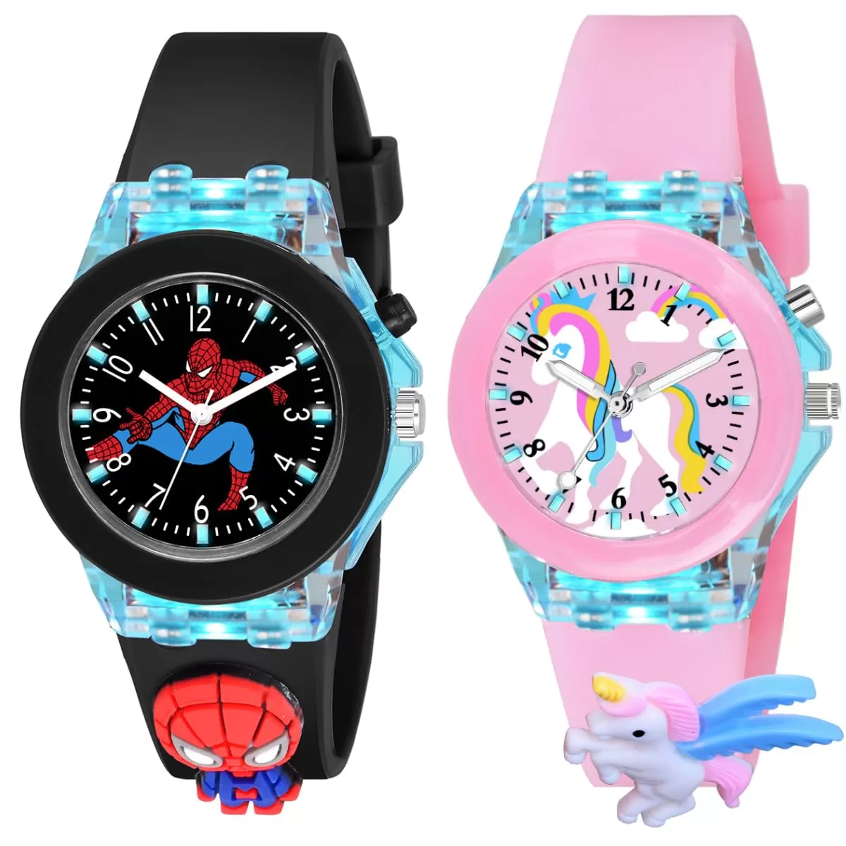 ON TIME OCTUS Kids Analouge Multi-Color Light Cute 3D Cartoon Character Boy’s and Girl’s Watch (Multicolour Dial & Colored Strap,Pack of 2)