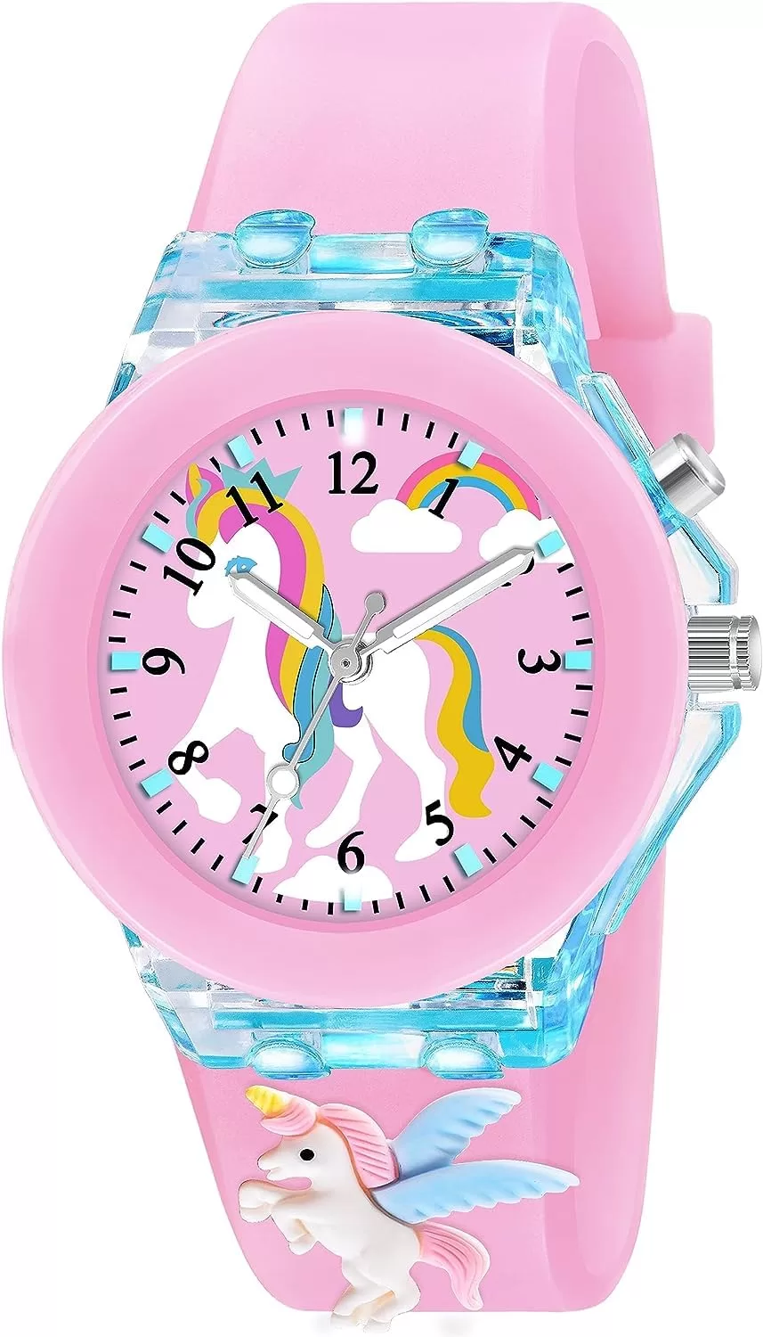 Oculus 3D Flying Unicorn Children Kids Girls Multi Color Analog Led Lights Watch for Girls Kids Watch Gift Birthday Baby Girl Watch Suitable Girls of Age 3-13 Years