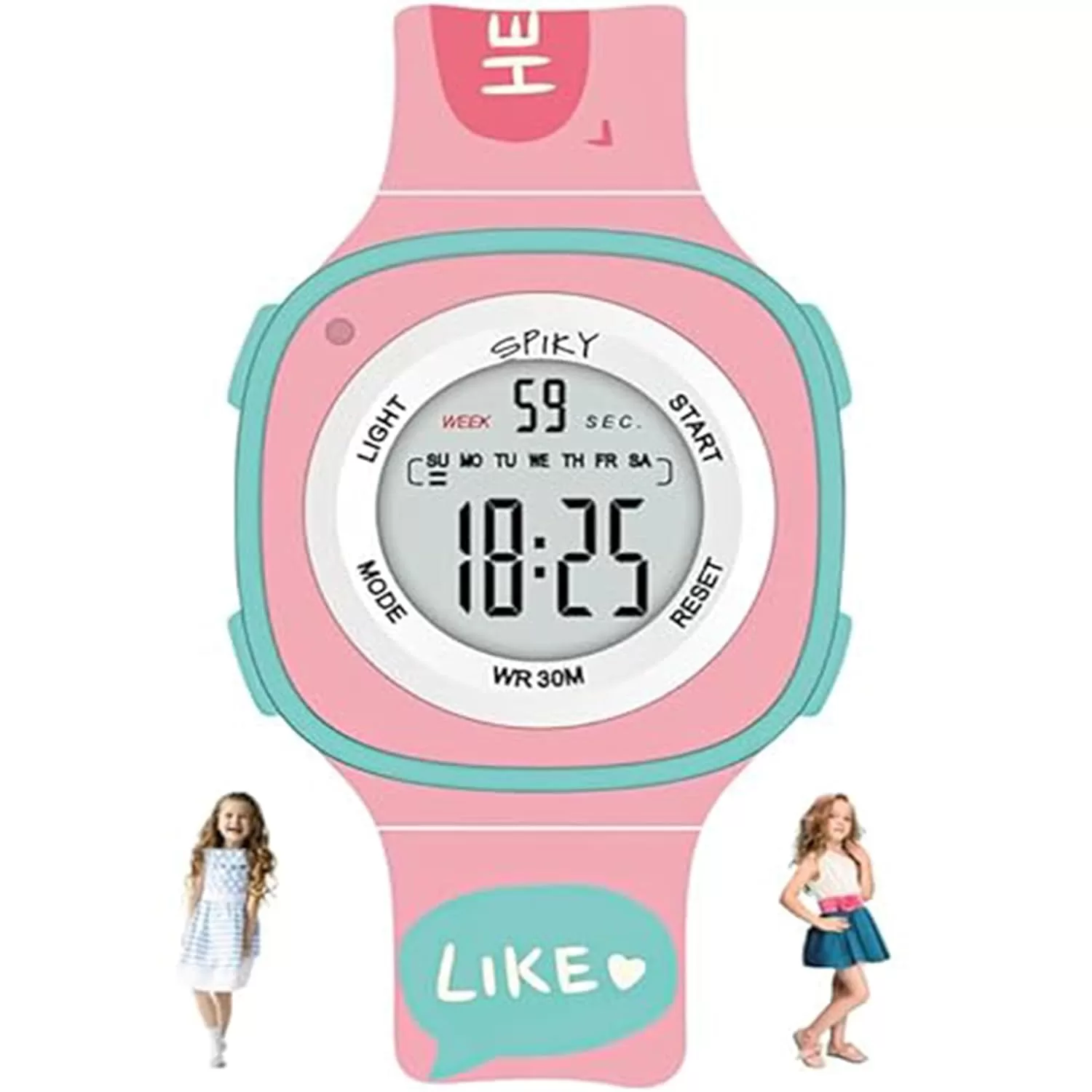 SPIKY Digital Sports Watch for Kids | Multifunctional, Luminous Display, Alarm | Water Resistant & Printed Silicone Strap | Best Birthday Gift Wrist Watches for Girls & Boys | Age 2-14 yrs