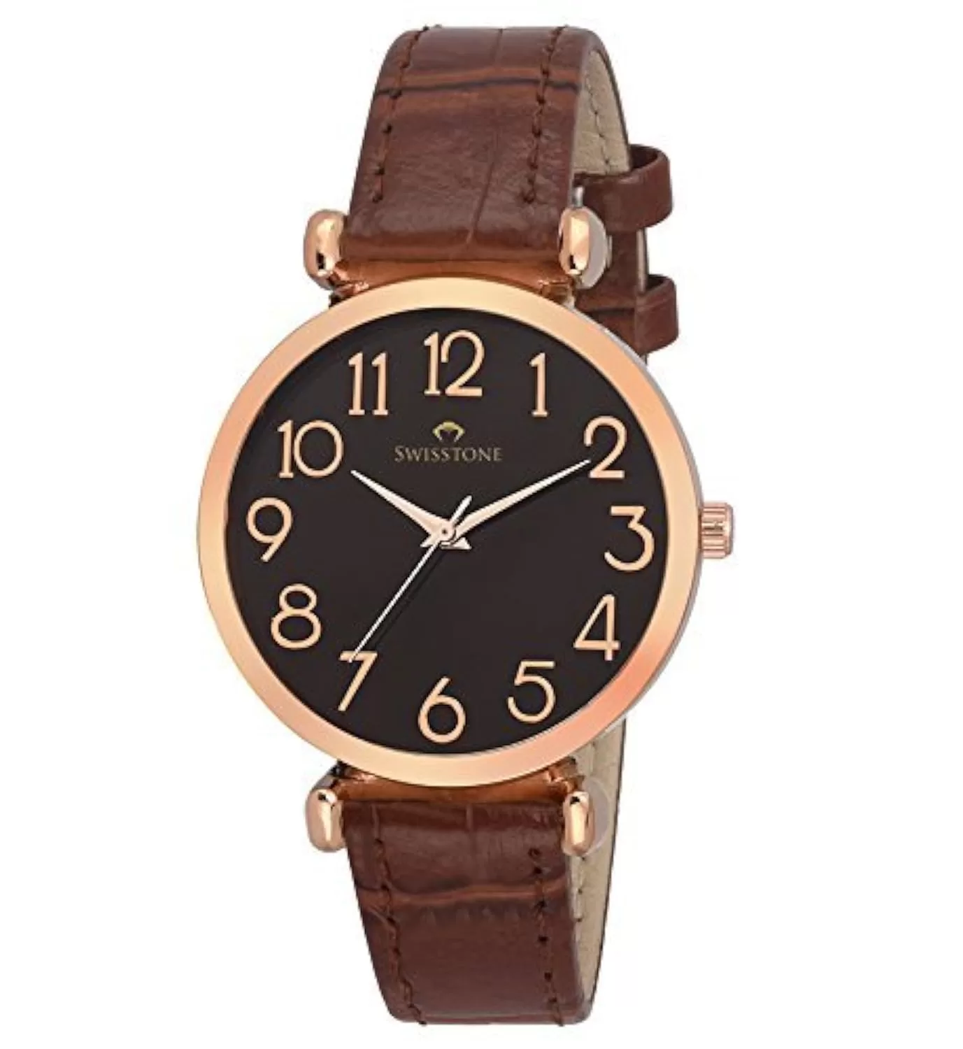 SWISSTONE CK301 Leather Strap Analog Wrist Watch for Women