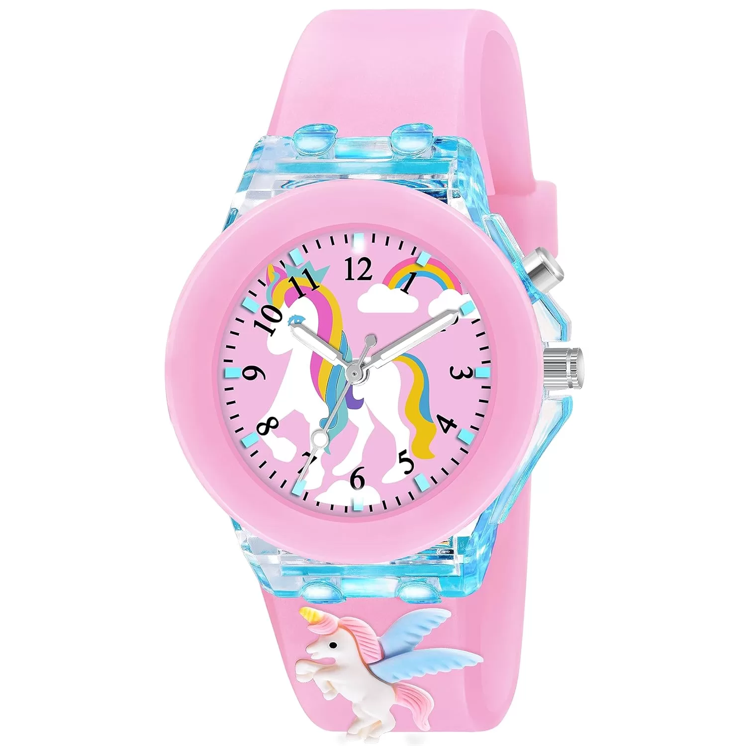 Shocknshop 3D Cartoon Analouge with 7 Color Glowing Disco Light Unisex Watch for Kids Girls and Boys