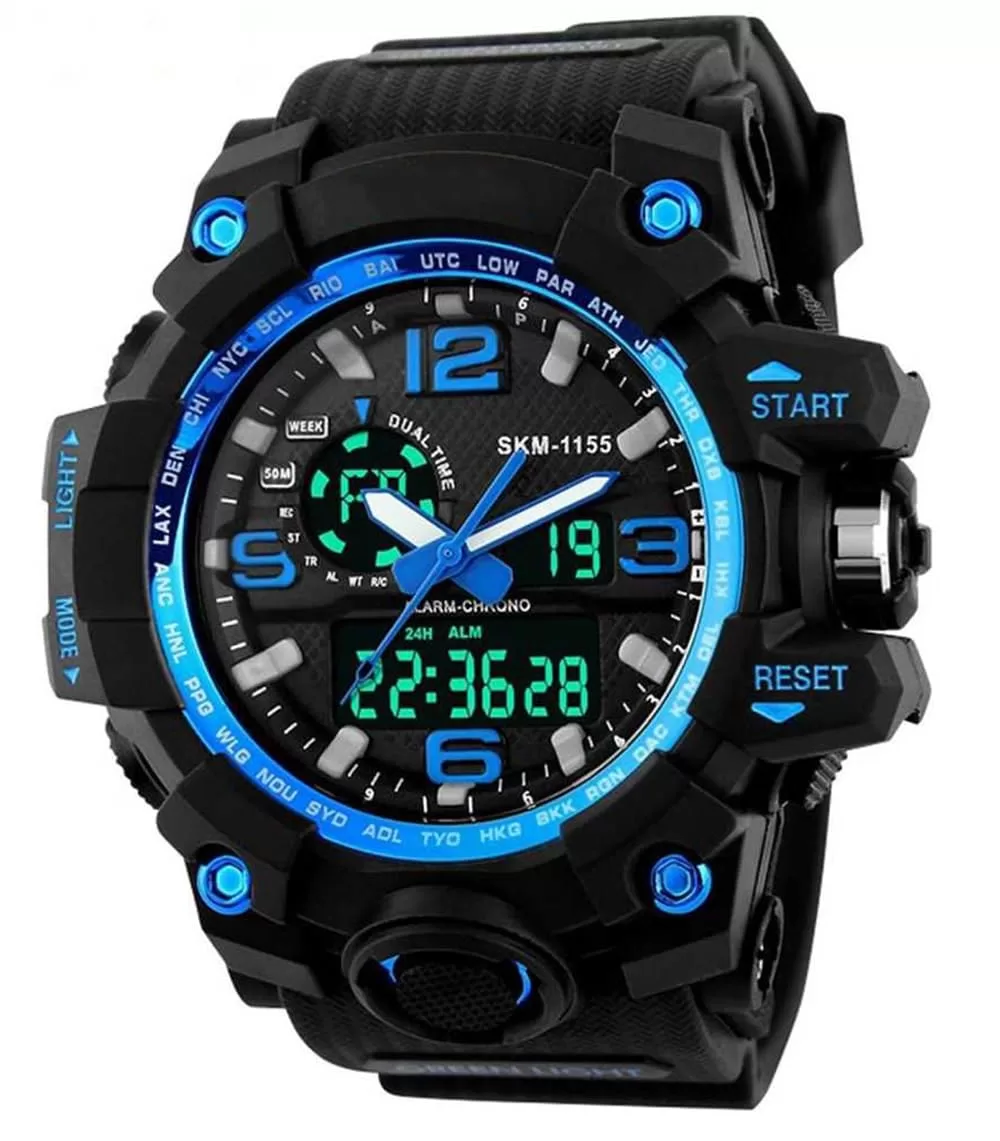 Shocknshop Analog Digital Sports Black Dial Multi Functional Mens Boys Watch -SK08