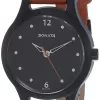 Sonata Essentials Black Dial Women Watch With Leather Strap-NS87030PL04W