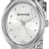 Sonata Pankh Silver Dial Women Analog Watch With Stainless Steel Strap-NS8085SM02