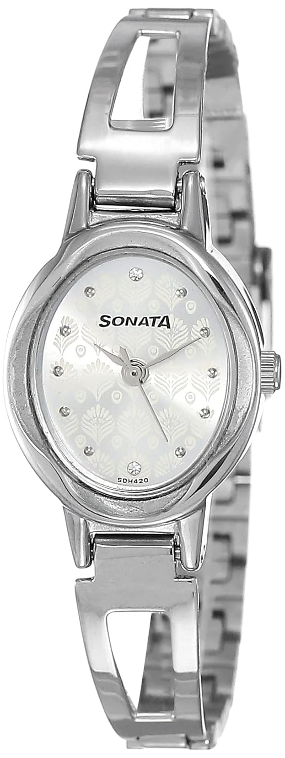 Sonata Pankh Silver Dial Women Analog Watch With Stainless Steel Strap-NS8085SM02