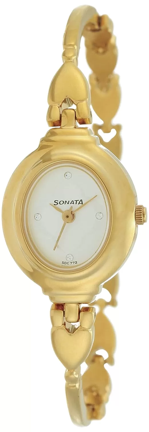 Sonata Quartz Analog Silver Dial Metal Strap Watch for Women-NS8092YM03