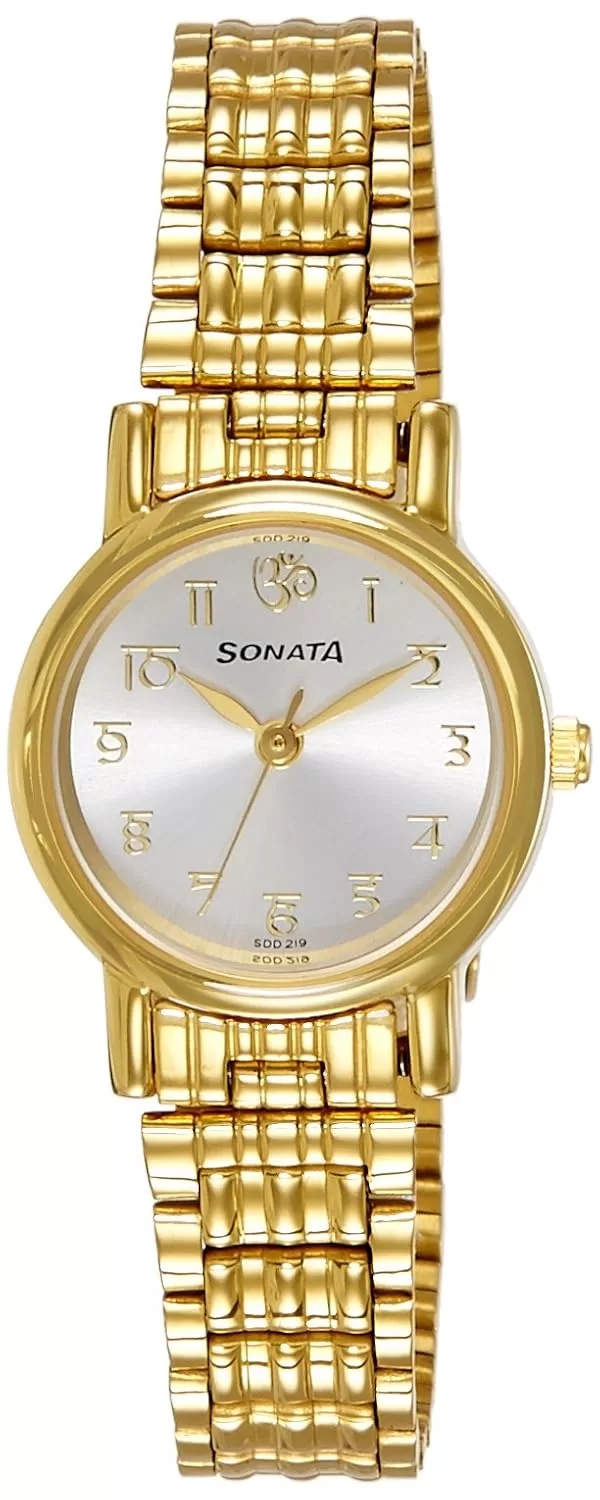 Sonata Quartz Analog Silver Dial Metal Strap Watch for Women-NS8976YM07W