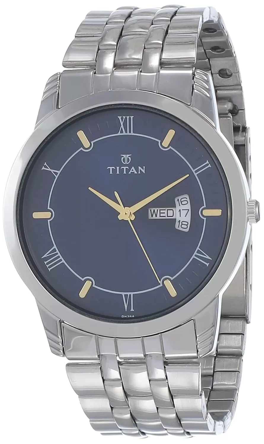 Titan Analog with Day and Date Blue Dial Stainless Steel Strap watch for Men-NS1774SM01