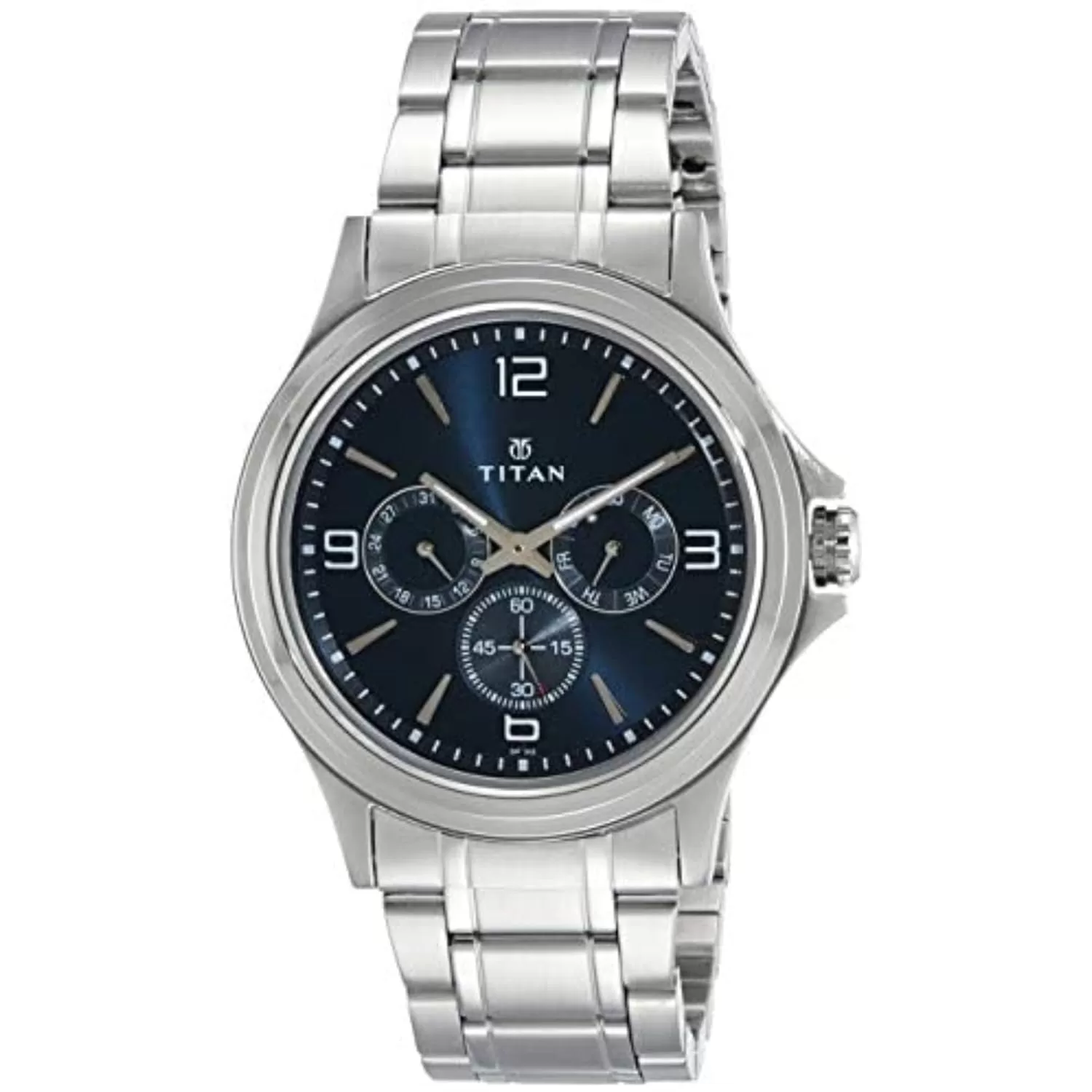 Titan Blue Dial Quartz Multifunction Stainless Steel Strap watch for Men-NS1698SM02