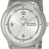 Titan Quartz Analog with Day and Date Silver Dial Stainless Steel Strap Watch for Men-NK1638SM01