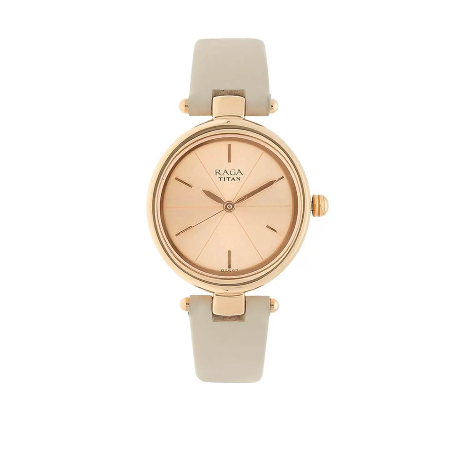 Titan Women’s Analog Rose Gold Dial Beige Band Leather Watch