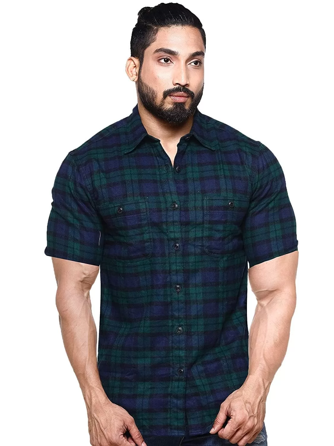 Twist99 Men’s Multicolor Checkered Regular Fit Half Sleeve Cotton Shirts Plus Sizes for Men