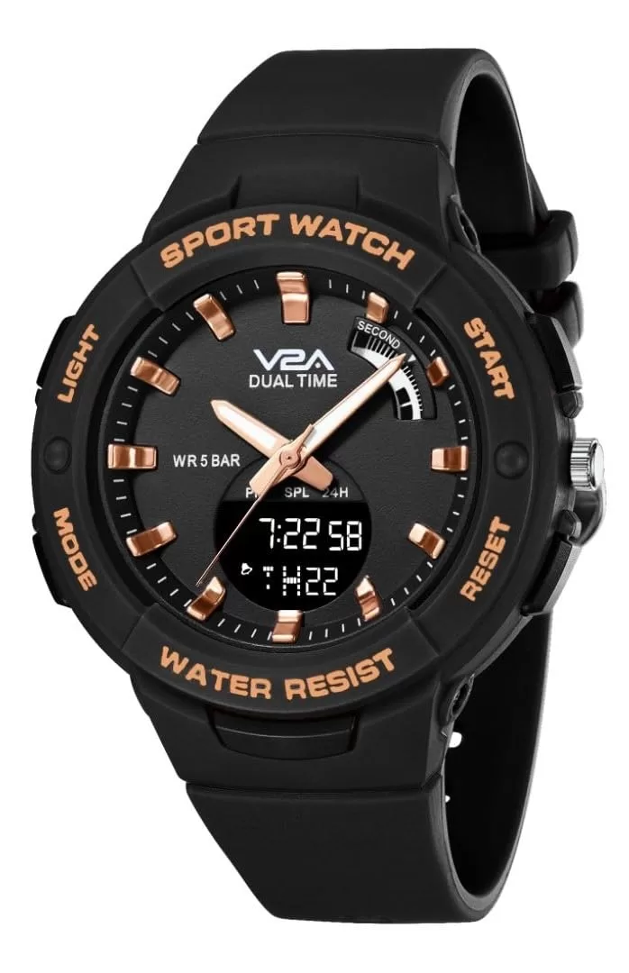 V2A Analog Digital Waterproof Fashion Sports Watch with Backlight Alarm Stopwatch for Women and Girls