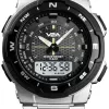 V2A Analogue - Digital Men's Watch (Black Dial Silver Colored Strap)