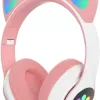 WK LIFE BORN TO LIVE- K8-BIS Certified 5.3V with Type C Jack Wireless/Wired Kids Headphones with Mic for Girls/Boys Christmas Gifts Cat Ear Bluetooth Online Learning School- Pink