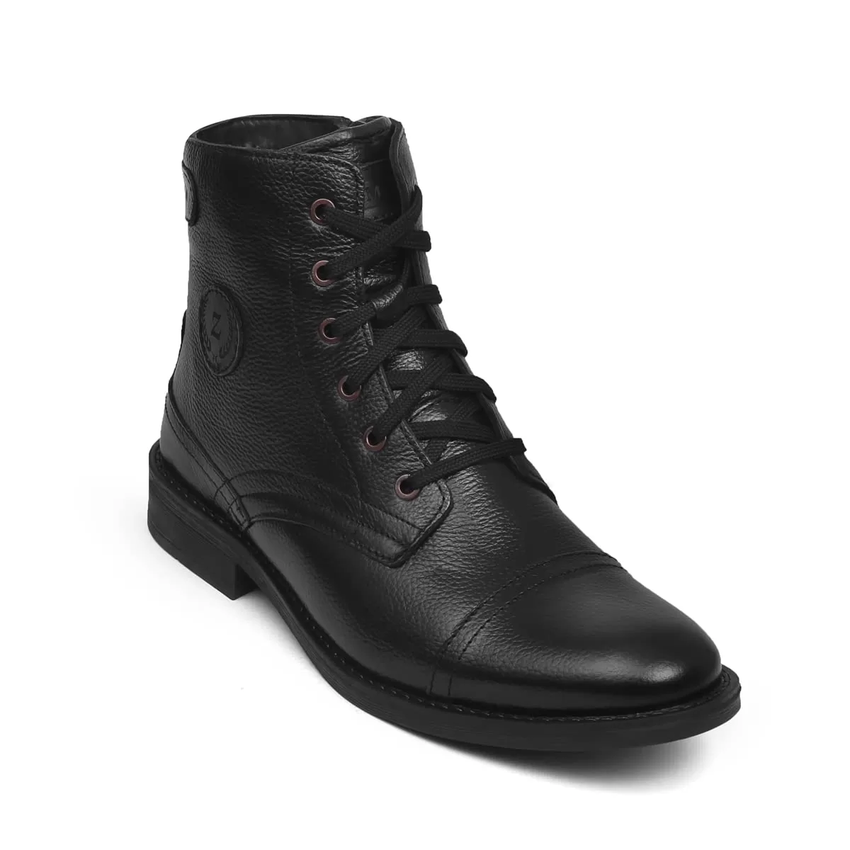 Zoom Shoes Genuine Leather Formal Black Casual Boots for Men ZA-5200 | High ankle shoes with anti-slip technology and memory cushion insole | Lace-up boots for formal and casual footwear